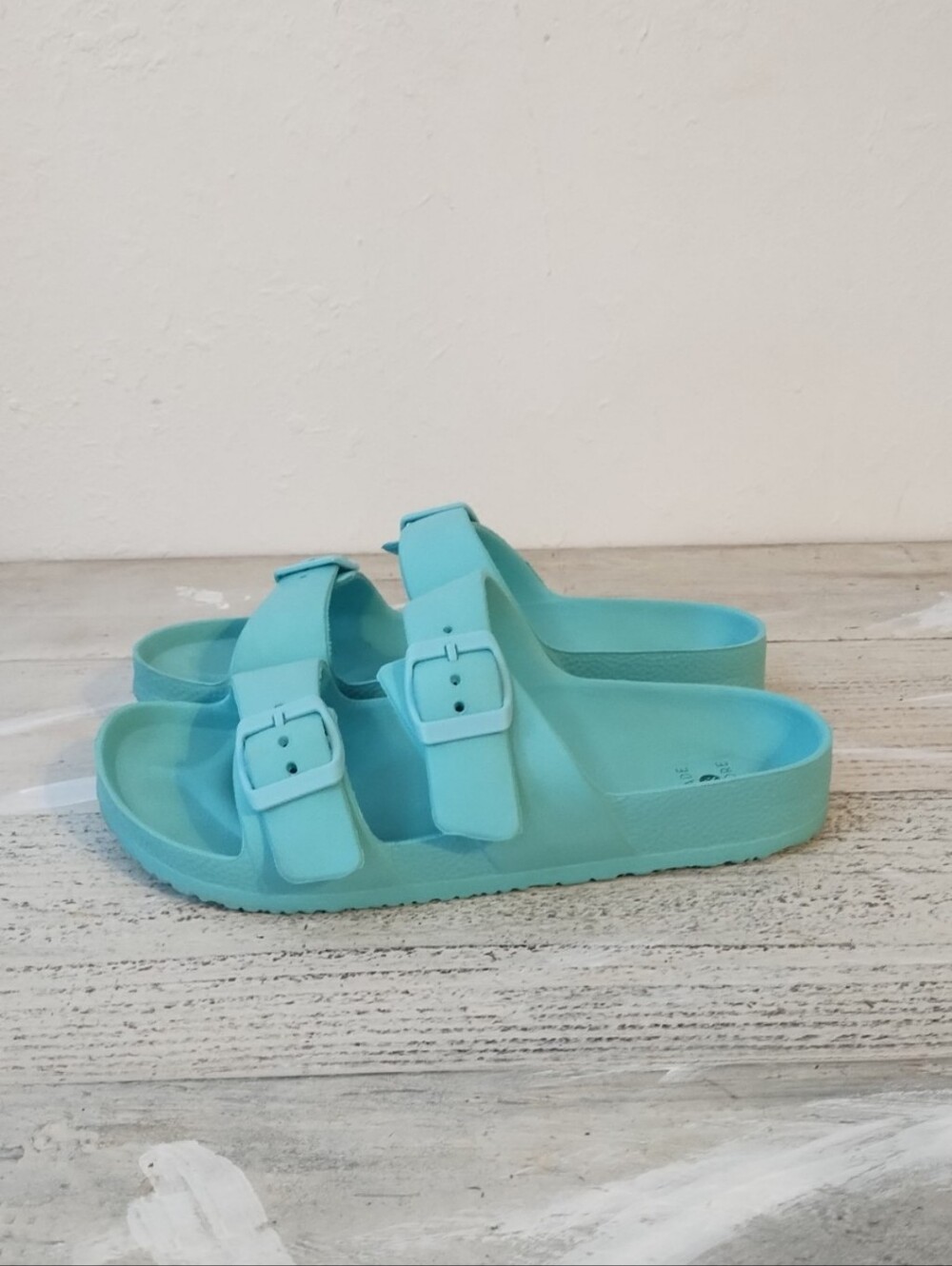 Shade & shore Turquoise double buckle slide sandals women's U.S.A size 7